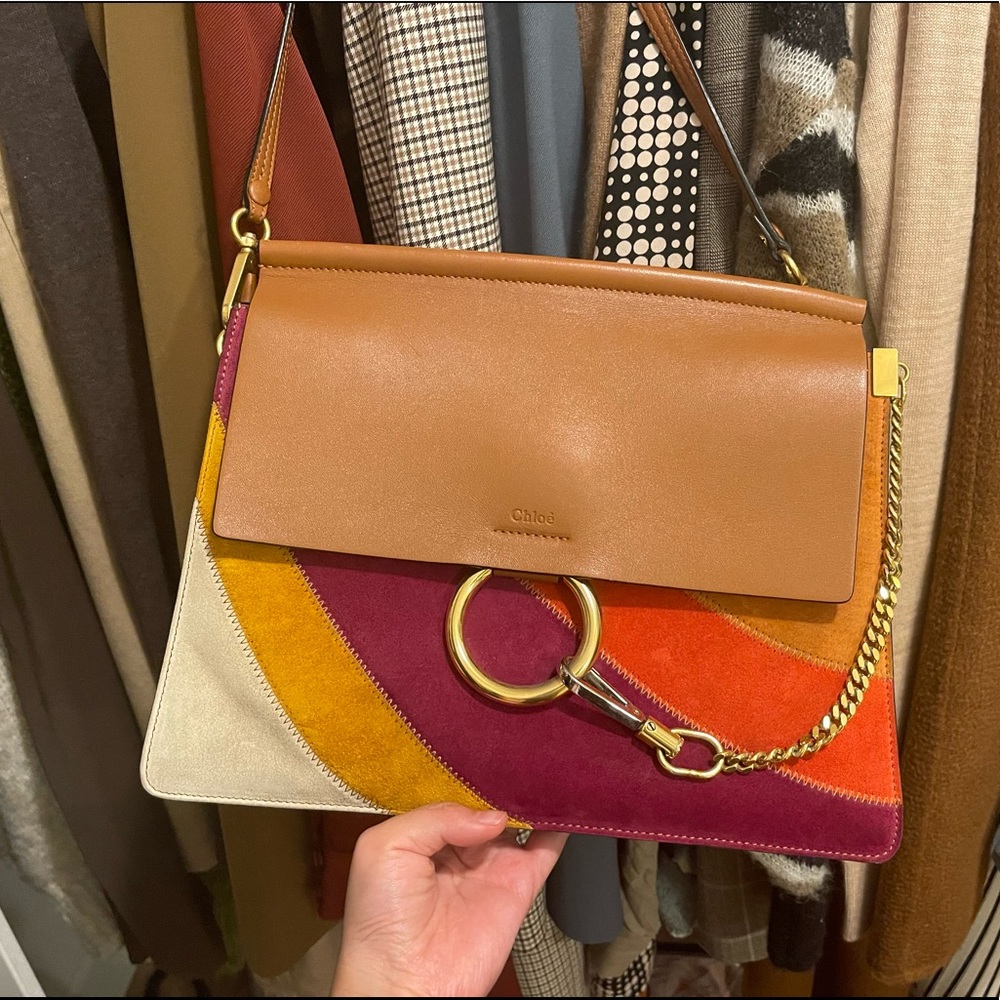 Chloe Faye Rainbow Patchwork Leather & Suede